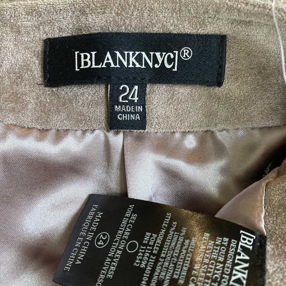 BLANK NYC Women's Size 24 Tan Beige Faux Suede Leather Slit Mini Skirt Defect - Picture 6 of 7